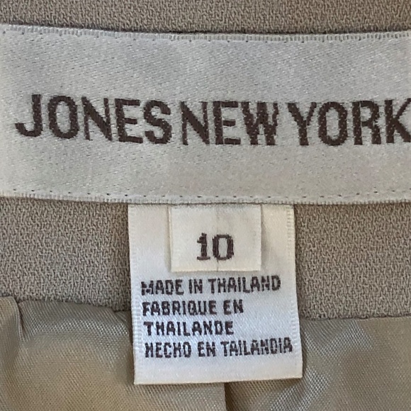 Jones New York Vintage 90s Light Tan Beige Button-Up Collarless Blazer Size 10 - Picture 8 of 10